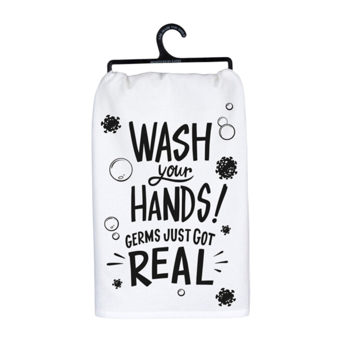 Wash Your Hands Germs Got Real Dish Towel Primitives by Kathy The