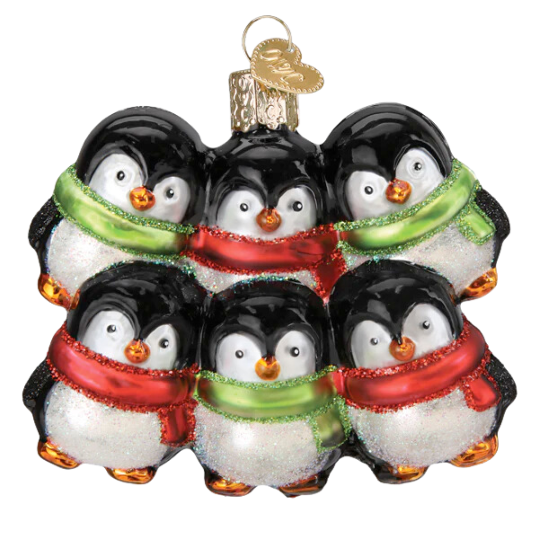 Penguin Family of 6 Glass Ornament | Old World Christmas | The Penguin ...