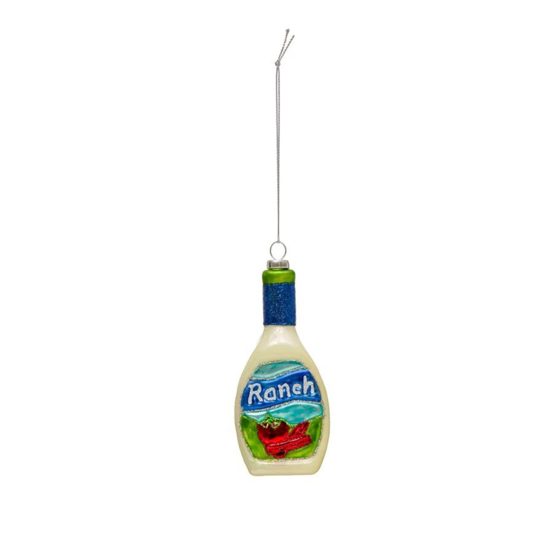 Ranch Dressing Bottle Glass Ornament Creative Coop The Penguin Gallery