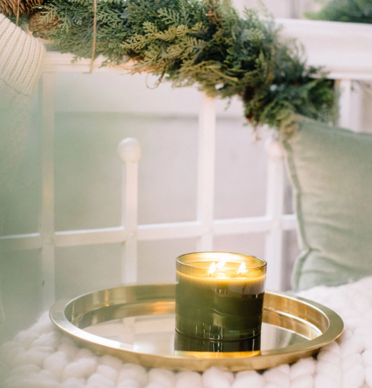 Frasier Fir Molded Green Glass Candle