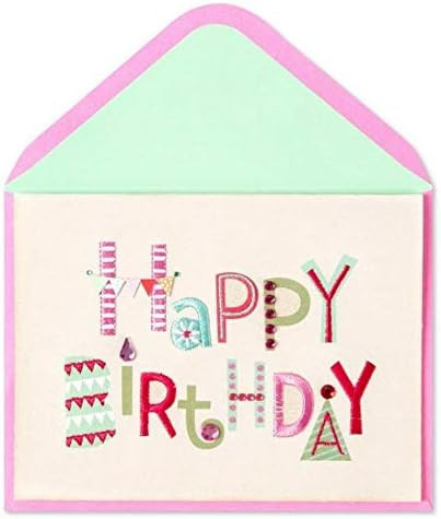 Embroidered Text Birthday Card | Papyrus | The Penguin Gallery