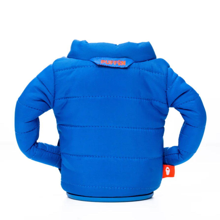 Puffy Jacket Koozie Varsity Blue Penguin Gallery