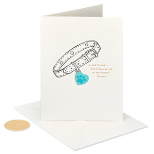 Pet Collar with Heart Sympathy Card