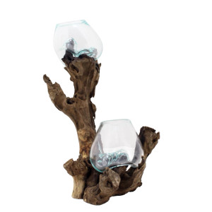 Molten Glass & Wood Double Vase (Tall) Molten Glass & Wood Double Vase (Tall)