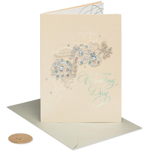 Floral Applique Wedding Card Floral Applique Wedding Card