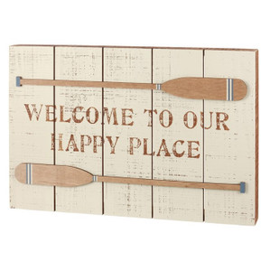 Welcome Our Happy Place Slat Box Sign Welcome Our Happy Place Slat Box Sign
