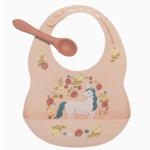 Sugarbooger Silicone Bib & Spoon Set - Unicorn Sugarbooger Silicone Bib & Spoon Set - Unicorn