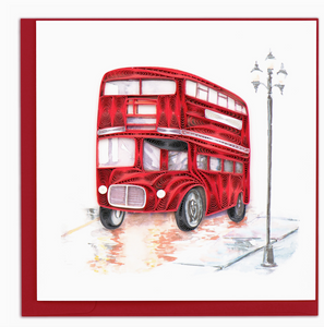 Quilled Red Double-Decker Bus Card Quilled Red Double-Decker Bus Card