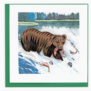 Quilled Wild Grizzly Bear Card