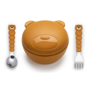 Bear Silicone Bowl with Lid, Fork, & Spoon Bear Silicone Bowl with Lid, Fork, & Spoon