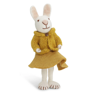 Felt Bunny With Ochre Skirt - Large Felt Bunny With Ochre Skirt - Large