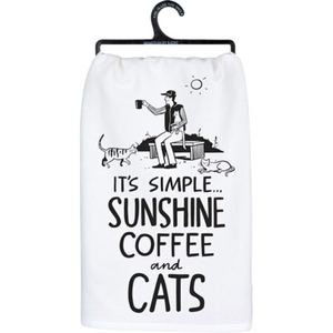 Sunshine Coffee & Cats Dish Towel