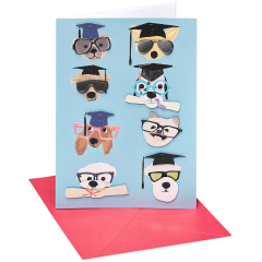 Dogs with Grad Hats and Glasses Grad Card