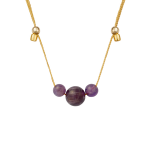 Hyevibe Gemstone Trio Necklace - Amethyst Gold Hyevibe Gemstone Trio Necklace - Amethyst Gold