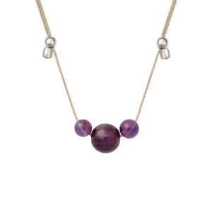 Hyevibe Gemstone Trio Necklace - Amethyst Silver Hyevibe Gemstone Trio Necklace - Amethyst Silver