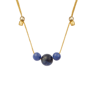 Hyevibe Gemstone Trio Necklace - Blue Sodalite Gold Hyevibe Gemstone Trio Necklace - Blue Sodalite Gold