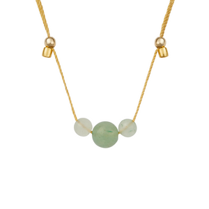 Hyevibe Gemstone Trio Necklace - Green Aventurine Gold