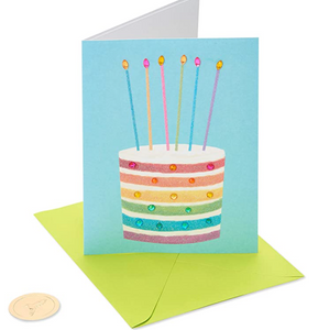 Glittered Rainbow Cake Birthday Card Glittered Rainbow Cake Birthday Card