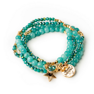 Aquamarine Terra Stone Wrap Bracelet & Necklace Aquamarine Terra Stone Wrap Bracelet & Necklace