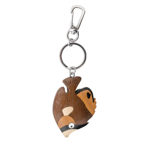 Tropical Fish Two Toned Wood Keychain