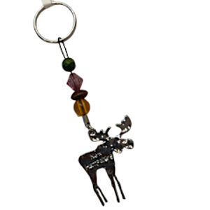 NH Silver Moose Beaded Keychain NH Silver Moose Beaded Keychain