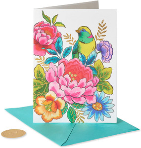 Bird and flowers Birthday Card