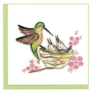 Quilled Hummingbird & Babies Card Quilled Hummingbird & Babies Card