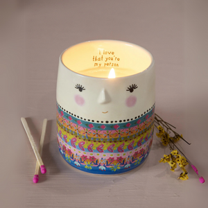 Secret Message Folk Lady Candle