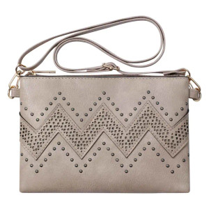 Tan Ziczac Cut Crossbody Cellphone Bag-Horizontal Tan Ziczac Cut Crossbody Cellphone Bag-Horizontal