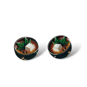 Miso Soup Stud Wood Earrings
