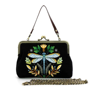Black Dragonfly Vintage Kisslock Bag Black Dragonfly Vintage Kisslock Bag