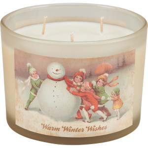 Vintage Snowman Warm Winter Wishes Candle
