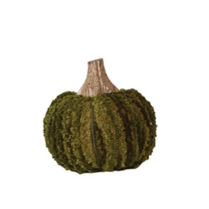 Small Green Moss Cotton Pumpkin with Wood Stem Small Green Moss Cotton Pumpkin with Wood Stem