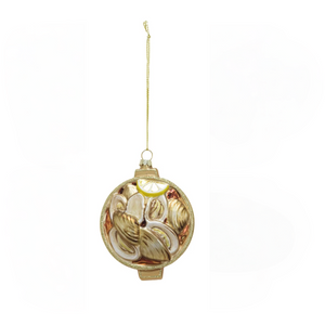 Tan Clam Basket Glass Ornament