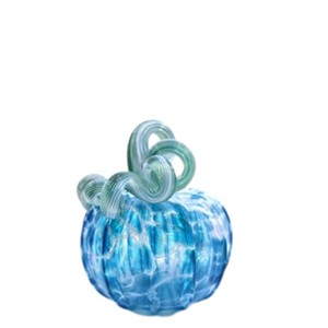 Mini Coastal Aqua Wave Glass Pumpkin Mini Coastal Aqua Wave Glass Pumpkin