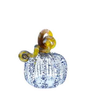 Mini Coastal Clear with Blue dots Glass Pumpkin Mini Coastal Clear with Blue dots Glass Pumpkin