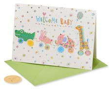Critter Pull Along Baby Card