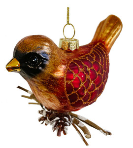 Orange and Red Bird Ornament