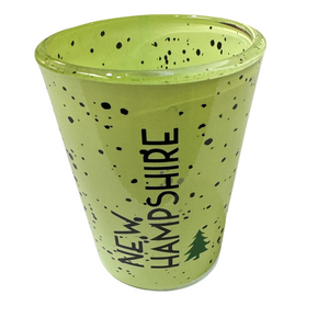 Green Speckled NH with Tree Shot Glass Green Speckled NH with Tree Shot Glass