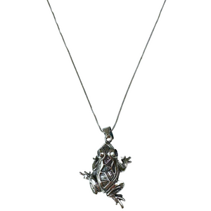 Silver Rain Frog Necklace