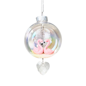 Ornament With Crystal Flamingo Love