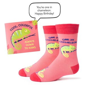 One in Chameleon Birthday Card Kid's Sock Set One in Chameleon Birthday Card Kid's Sock Set