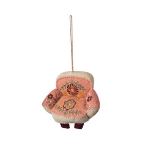 Pink Sofa with Flowers Wool Felt Ornament Pink Sofa with Flowers Wool Felt Ornament