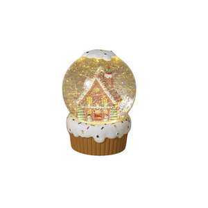 Lighted Gingerbread House with Chimney Water Globe Lighted Gingerbread House with Chimney Water Globe