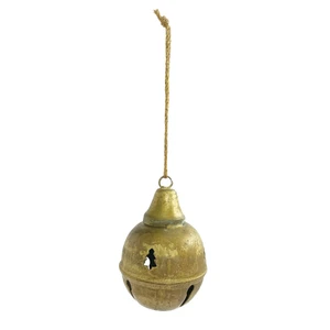 Metal Bell with Tree Cut-Outs Gold Finish Ornament
