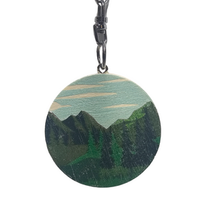 Key Chain Mountain Scene -Green