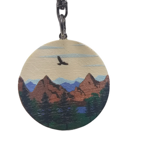 Keychain Mountain Scene -Bird