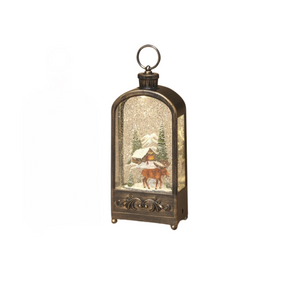 Brown Forest Holiday Scene with Moose Water Lantern Brown Forest Holiday Scene with Moose Water Lantern