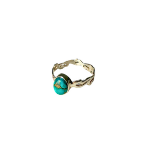 Oval Wavy Band Turquoise Ring S6 Oval Wavy Band Turquoise Ring S6