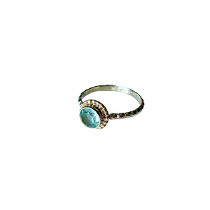 Circle with Dots Around Blue Topaz Ring S9 Circle with Dots Around Blue Topaz Ring S9